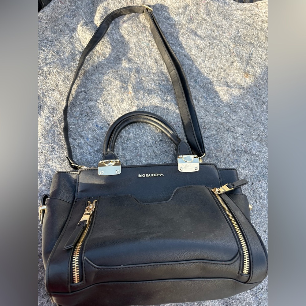 Big Buddha Black Satchel with Gold Accents (New without tags)